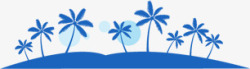蓝色手绘沙滩海边椰子树素材