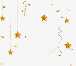 金色灯笼挂饰圣诞节金色星星挂饰高清图片