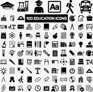 教育类图标黑色教育科学图标icon矢量图图标