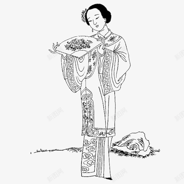 拿着扇子的美女png免抠素材_88icon https://88icon.com 古代人物 古代女性 扇子 美女