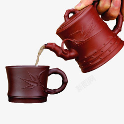 茶壶实物图用陶瓷茶壶倒茶高清图片