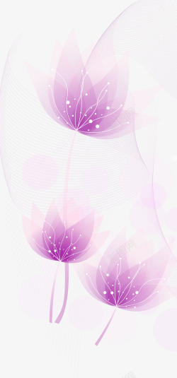 紫色唯美梦幻花朵线条素材