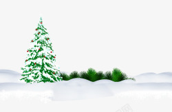 圣诞节系列圣诞树雪地素材