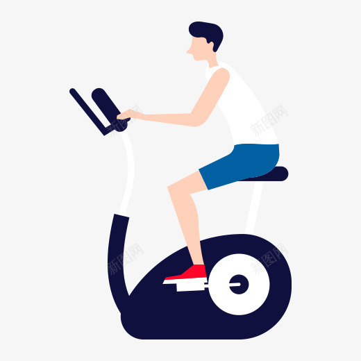 一个在骑健身单车的男生psd免抠素材_88icon https://88icon.com 一个男生 做运动 健身 健身单车 扁平化 锻炼