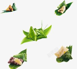 粽叶元素端午吃粽子高清图片