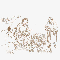 彩绘包粽子插画手绘端午节高清图片