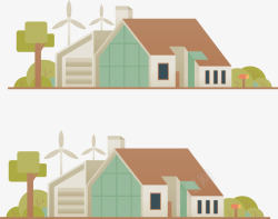 绿色房屋插画矢量图素材