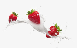 液体喷溅背景创意草莓奶油广告高清图片