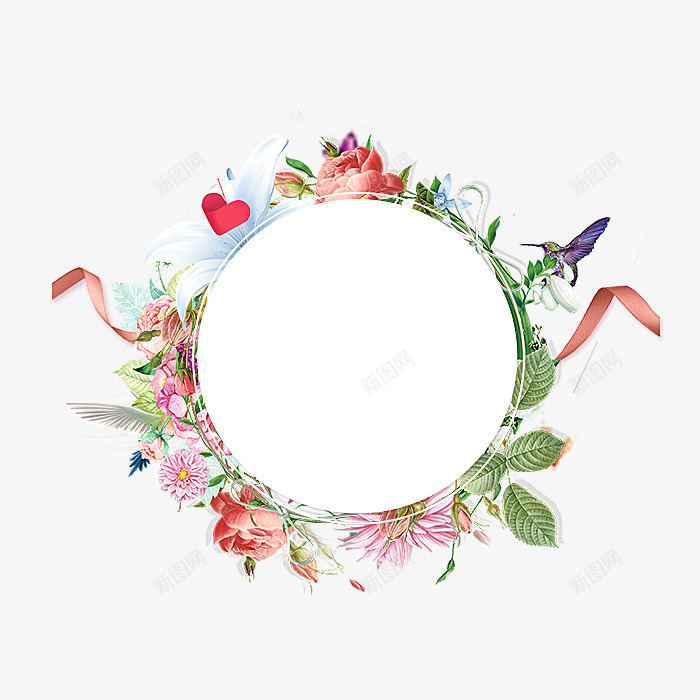 花卉背景圆形边框png免抠素材_88icon https://88icon.com PNG 圆形边框 多彩 花卉背景 边框素材