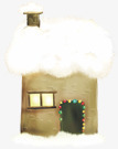 手绘圣诞节棕色雪中房屋素材