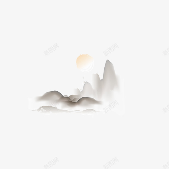 水墨画山与太阳psd免抠素材_88icon https://88icon.com 古风 太阳 山 山水彩 水墨画 画室宣传单水墨画 风水画