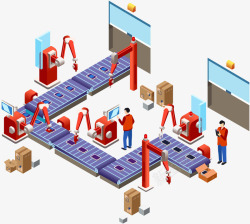 卡通工厂示意图工厂流水线矢量图高清图片