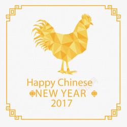 中国新年和多边形公鸡背景素材