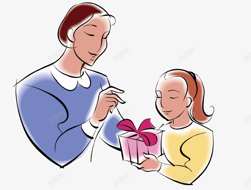 收到礼物的女孩矢量图ai免抠素材_88icon https://88icon.com 女孩 妈妈 生日 矢量图 礼物 给妈妈过生日 节日