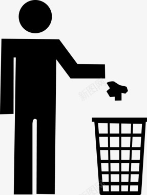 生态主义把垃圾丢到垃圾桶图标图标