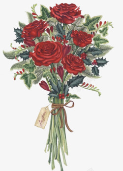 暗红色彩绘玫瑰彩绘玫瑰花束高清图片