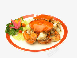 海鲜焗饭姜葱焗螃蟹高清图片