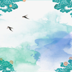 燕子飞绿色中国风水墨山水背景高清图片