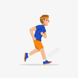 蓝橙色奔跑的男人矢量图素材