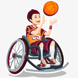 身残志坚残疾儿童篮球运动员插画矢量图高清图片