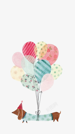 手绘粉熊卡通手绘彩色气球高清图片