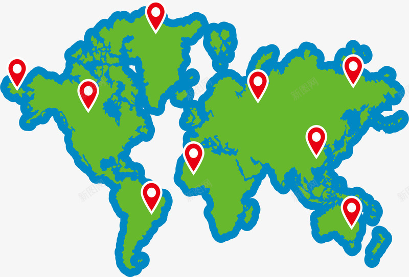 绿色世界地图png免抠素材_88icon https://88icon.com 世界地图 公司发展 定位符号 矢量素材 绿色地图