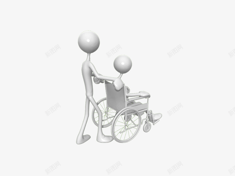 白色3D看护人物png免抠素材_88icon https://88icon.com 3D小人 PPT素材 上班族 会议 医院 商务 商务团队 推轮椅 病人 白色小人 看护 职场