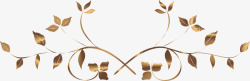 金色金属叶片藤蔓纹理背景分隔符素材