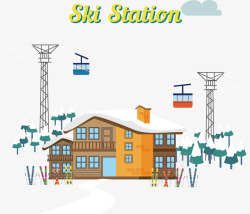 冬季度假滑雪中心矢量图素材