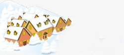 雪地房屋创意扁平海报合成素材