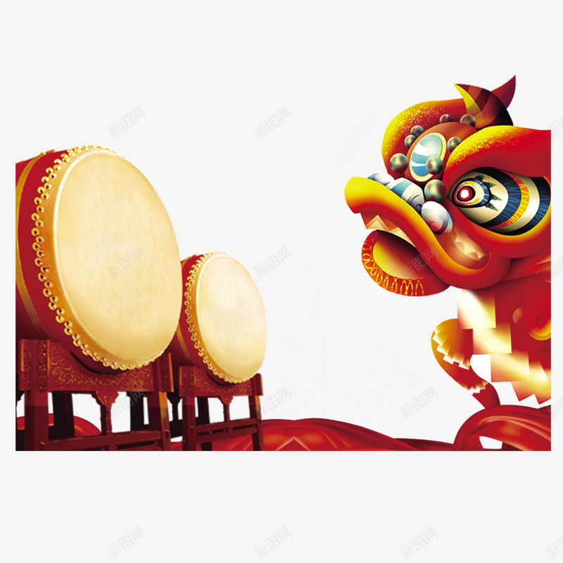 红色敲鼓png免抠素材_88icon https://88icon.com 光泽 娱乐 敲鼓 新年 渐变 红色 绸子 舞狮子