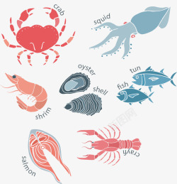 卡通螃蟹手绘海鲜高清图片