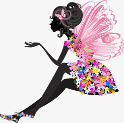粉色花卉仙子海报背景素材