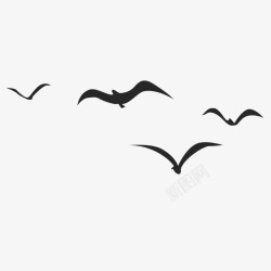 矢量的海鸥黑色水墨海鸥飞翔高清图片