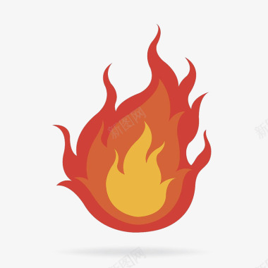 彩色火焰插画卡通红色燃烧的火球图标图标