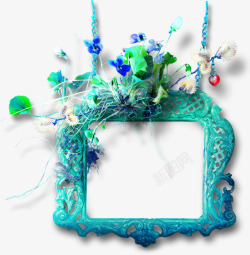 蓝色的花朵相框素材