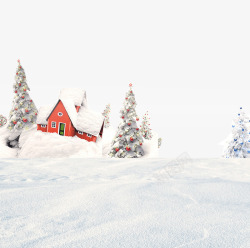 白色圣诞树雪盖住了房子高清图片