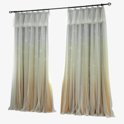 卧室窗帘效果图现代简约蕾丝飘窗高清图片