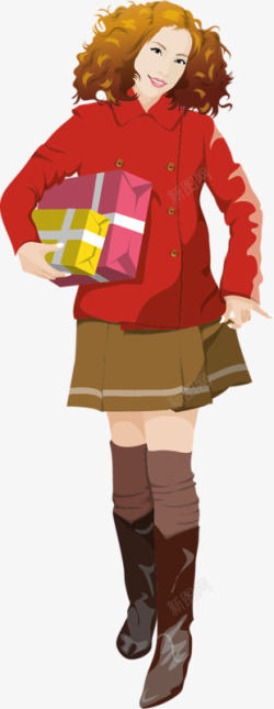 抱盒子的女孩素材