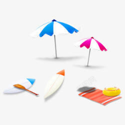 冲浪板遮阳伞沙滩毯素材