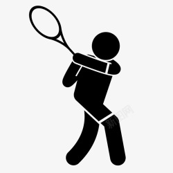 黑色网球拍卡通打网球的人高清图片