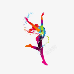 女子体操多彩的舞动女子剪影高清图片