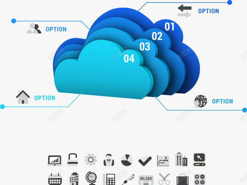 蓝色服务云png免抠素材_88icon https://88icon.com PPT元素 信息 分类 商业 商务 图表 数字 数据 服务云 箭头 统计 蓝色云