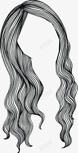 线描长发png免抠素材_88icon https://88icon.com 头发造型 女士长发妩媚头发 女生发型 波浪卷发长发 长发矢量女士发型 长发造型 黑白单线发型