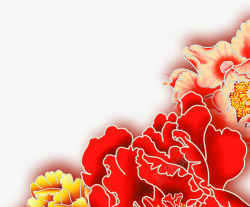 手绘红色菊花中秋节素材