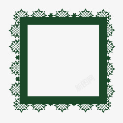卡通绿色正方形相框素材