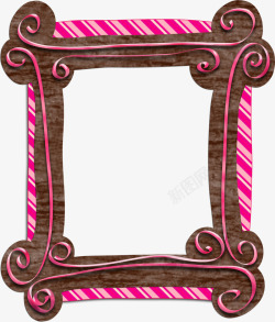 手绘粉色木纹相框素材