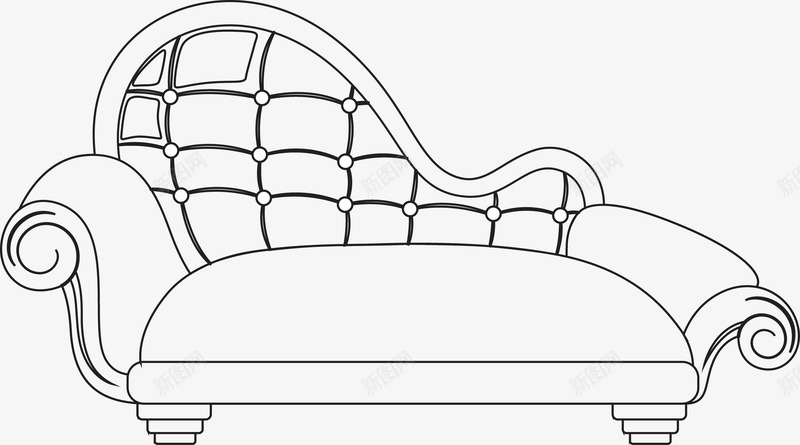 沙发勾线png免抠素材_88icon https://88icon.com 家具 描线 沙发 简笔画