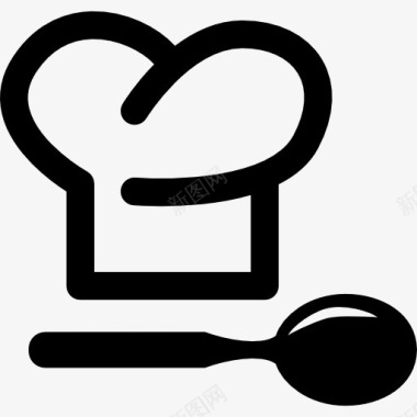 厨师的帽子和一把勺子图标图标