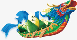 端午节龙舟粽子卡通装饰素材